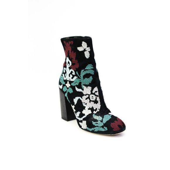Rebecca Minkoff Shoes - Rebecca Minkoff Womens Suede Floral Embroidered Ankle Boots Multicolor Size 7.5